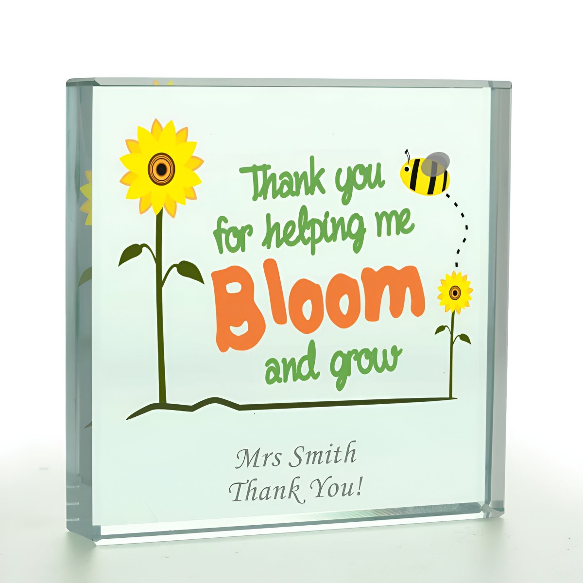 Personalised Thank You For Helping Me Bloom Glass Token - Click Image to Close