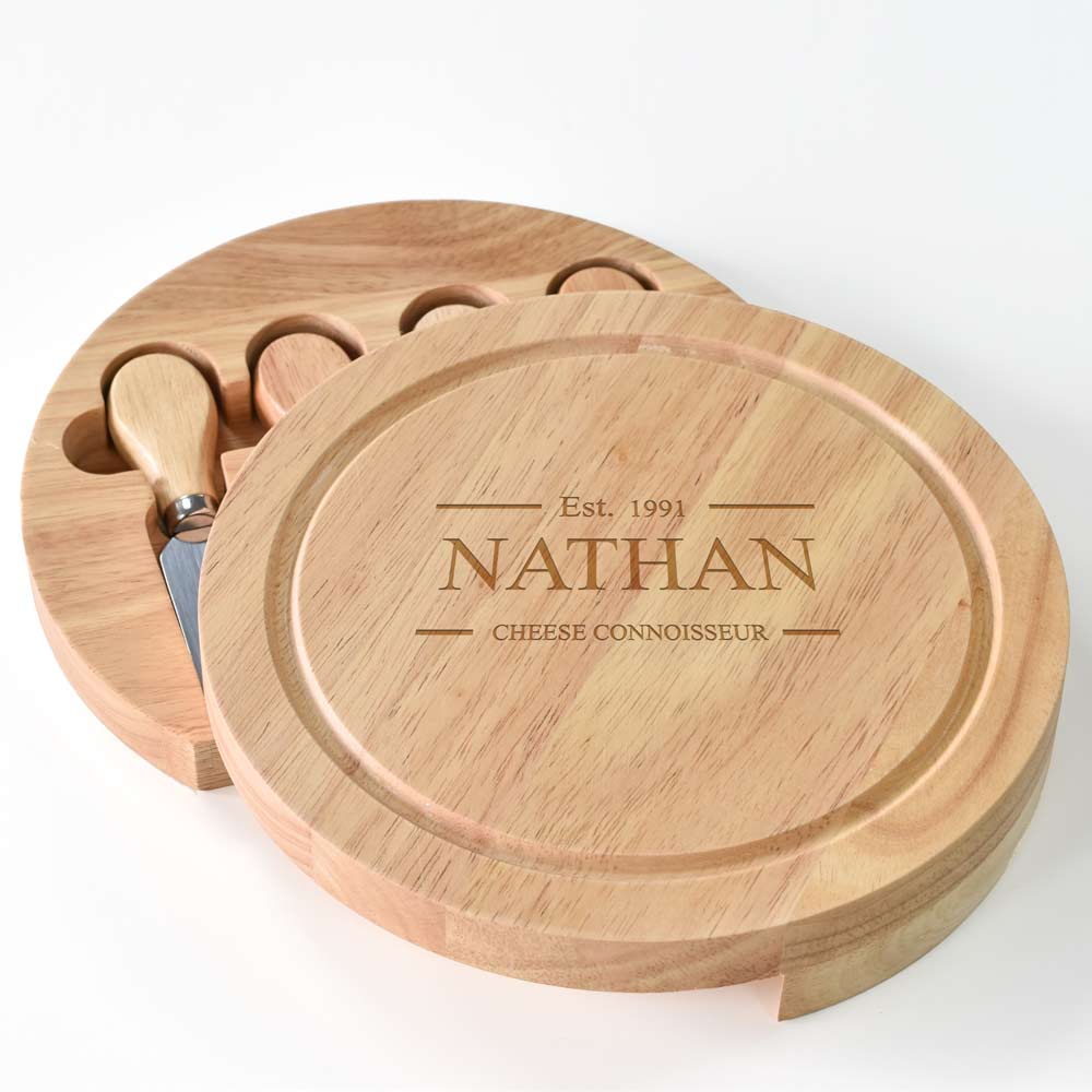 Personalised Established Wooden Cheeseboard Set - Click Image to Close