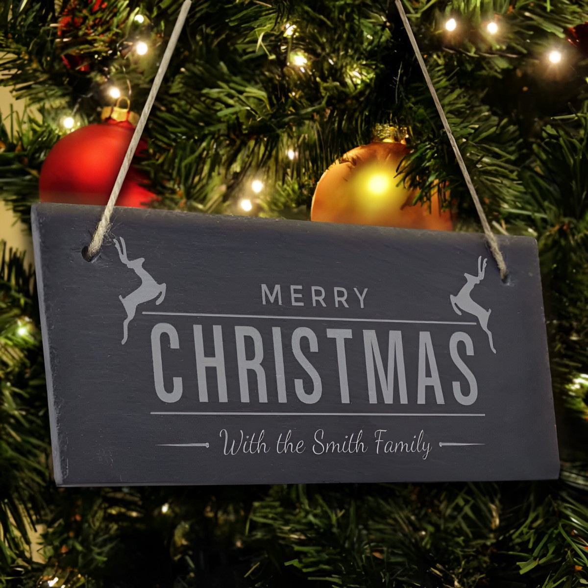 Personalised Merry Christmas Hanging Slate Sign - Click Image to Close