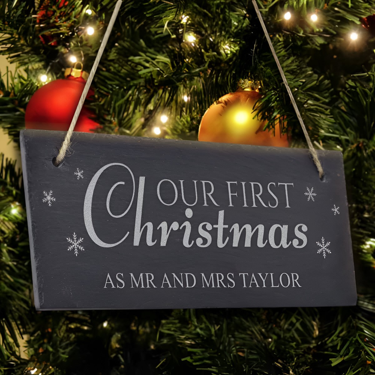 Personalised Our First Christmas Slate Sign - Click Image to Close