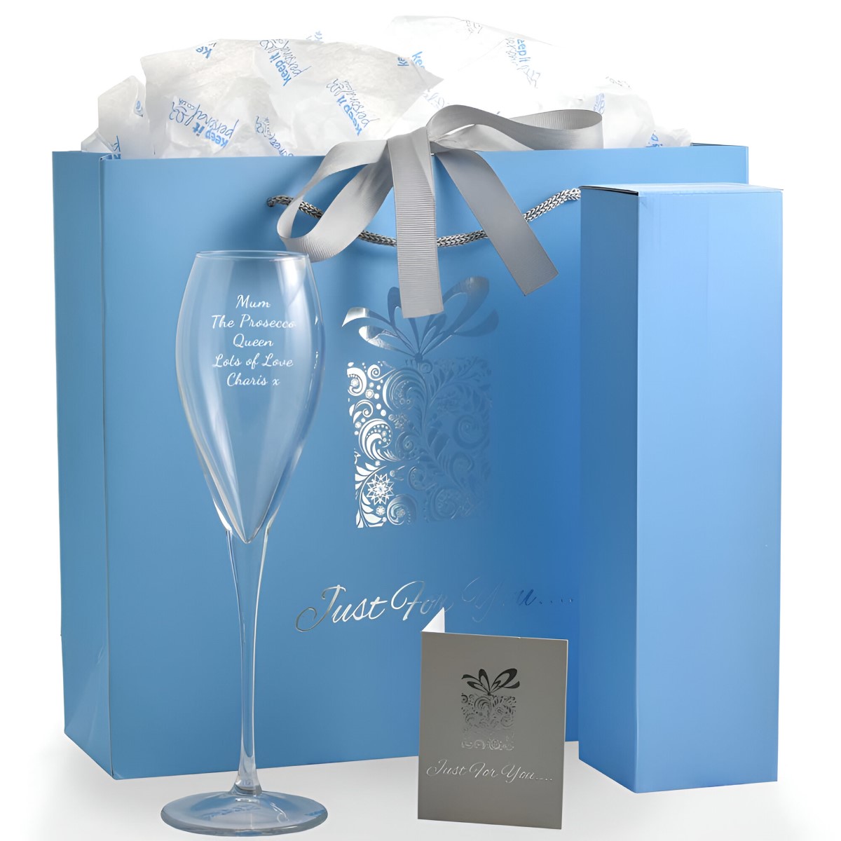 Personalised Prosecco Flute With Luxury Gift Bag And Box - Click Image to Close