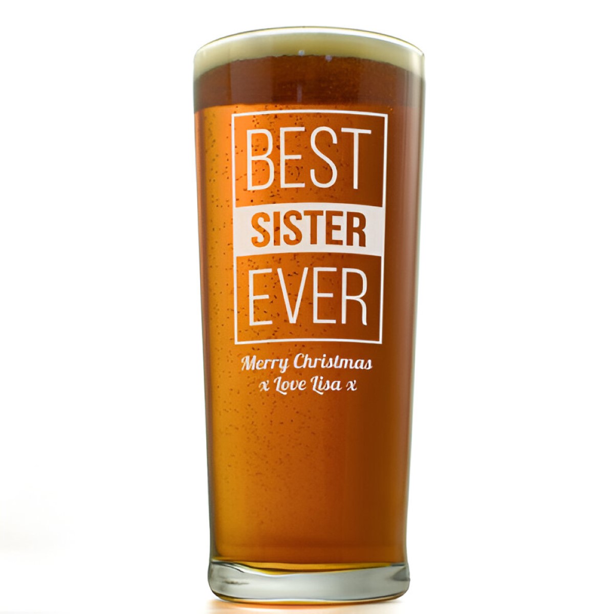 Personalised Best Sister Ever Pint Glass - Click Image to Close