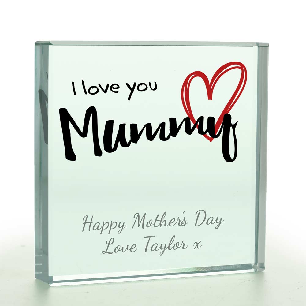 Personalised I Love You Mummy Glass Token - Click Image to Close