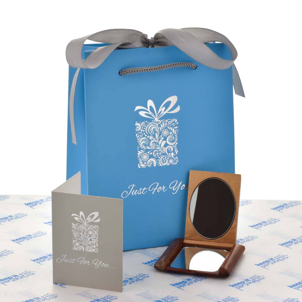 Personalised Wooden Compact Mirror With Luxury Gift Bag - Click Image to Close