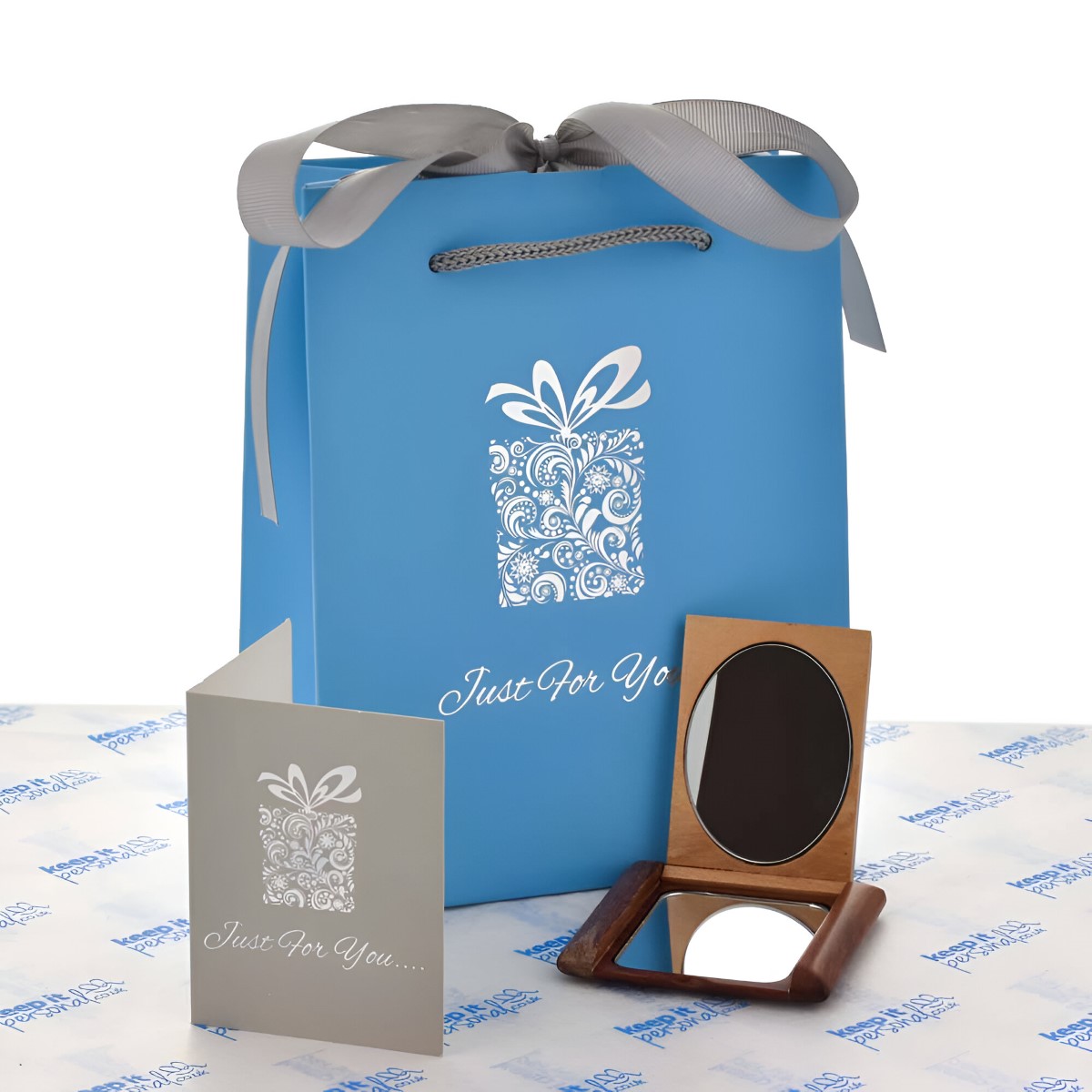 Personalised Wooden Compact Mirror With Luxury Gift Bag - Click Image to Close