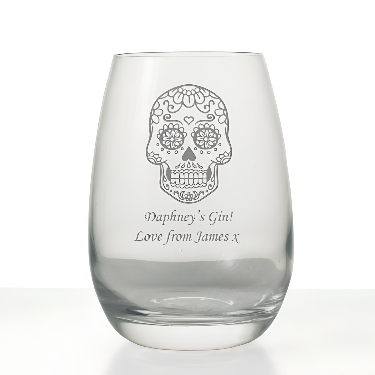 Personalised Floral Sugar Skull Gin Glass - Click Image to Close