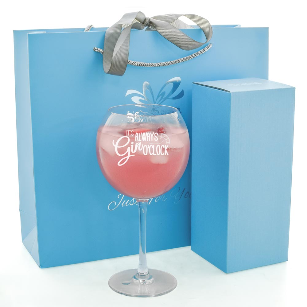 Personalised It's Always Gin O'Clock Balloon Glass - Click Image to Close