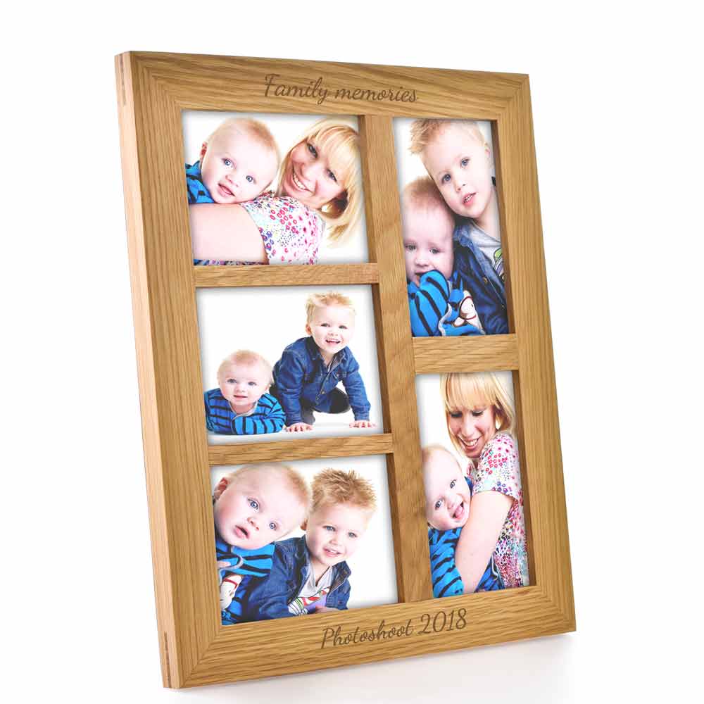 Personalised Oak Portrait Collage Frame - Click Image to Close