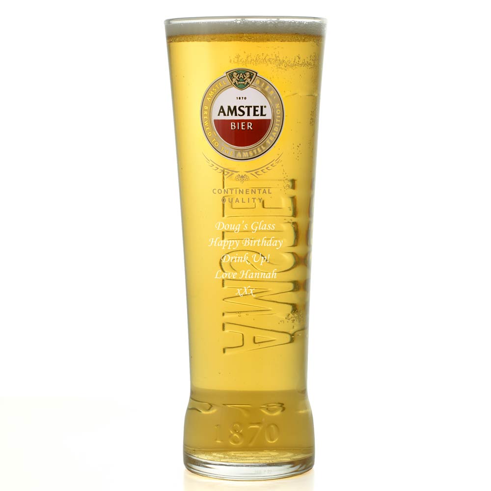 Personalised Amstel Pint Glass - Click Image to Close