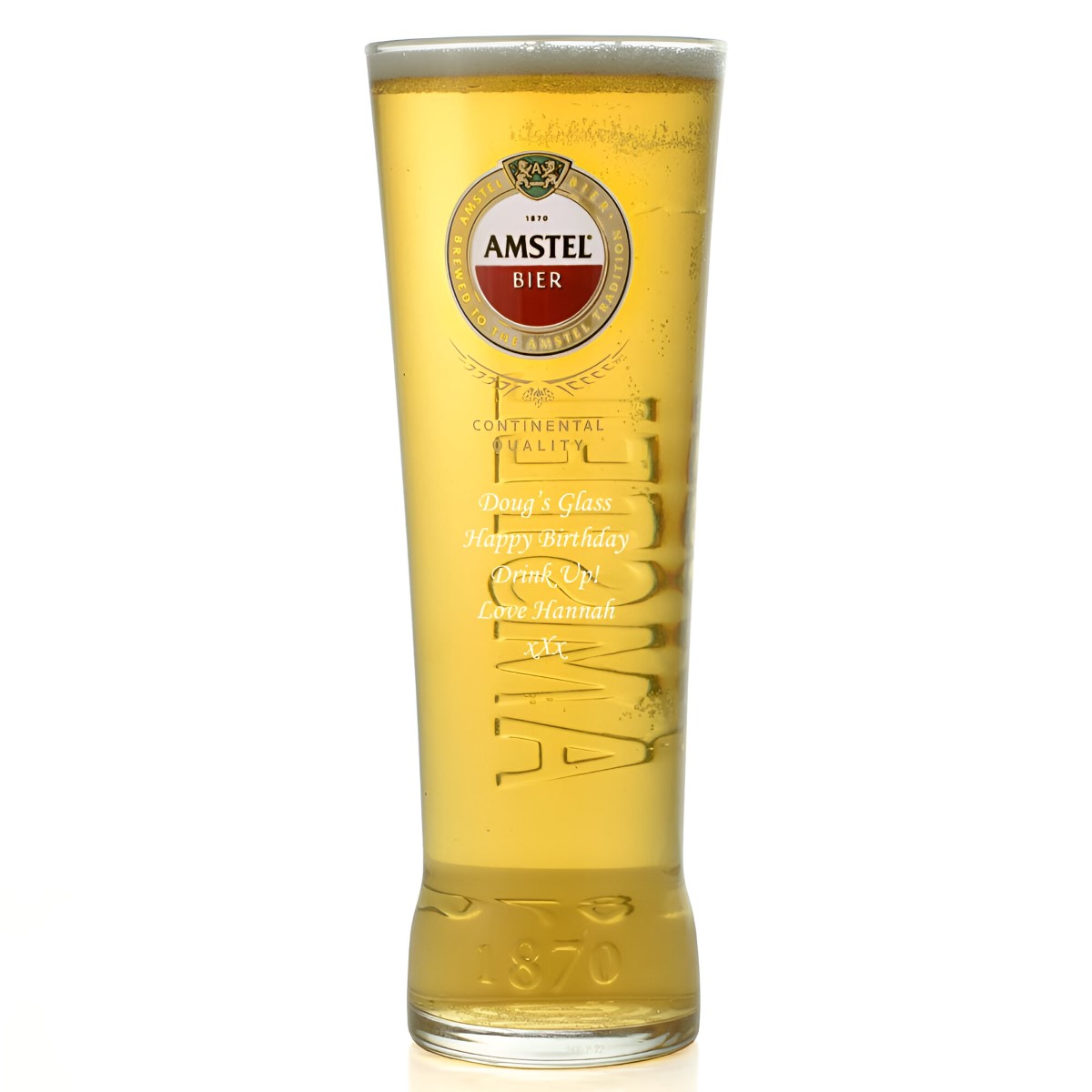 Personalised Amstel Pint Glass - Click Image to Close