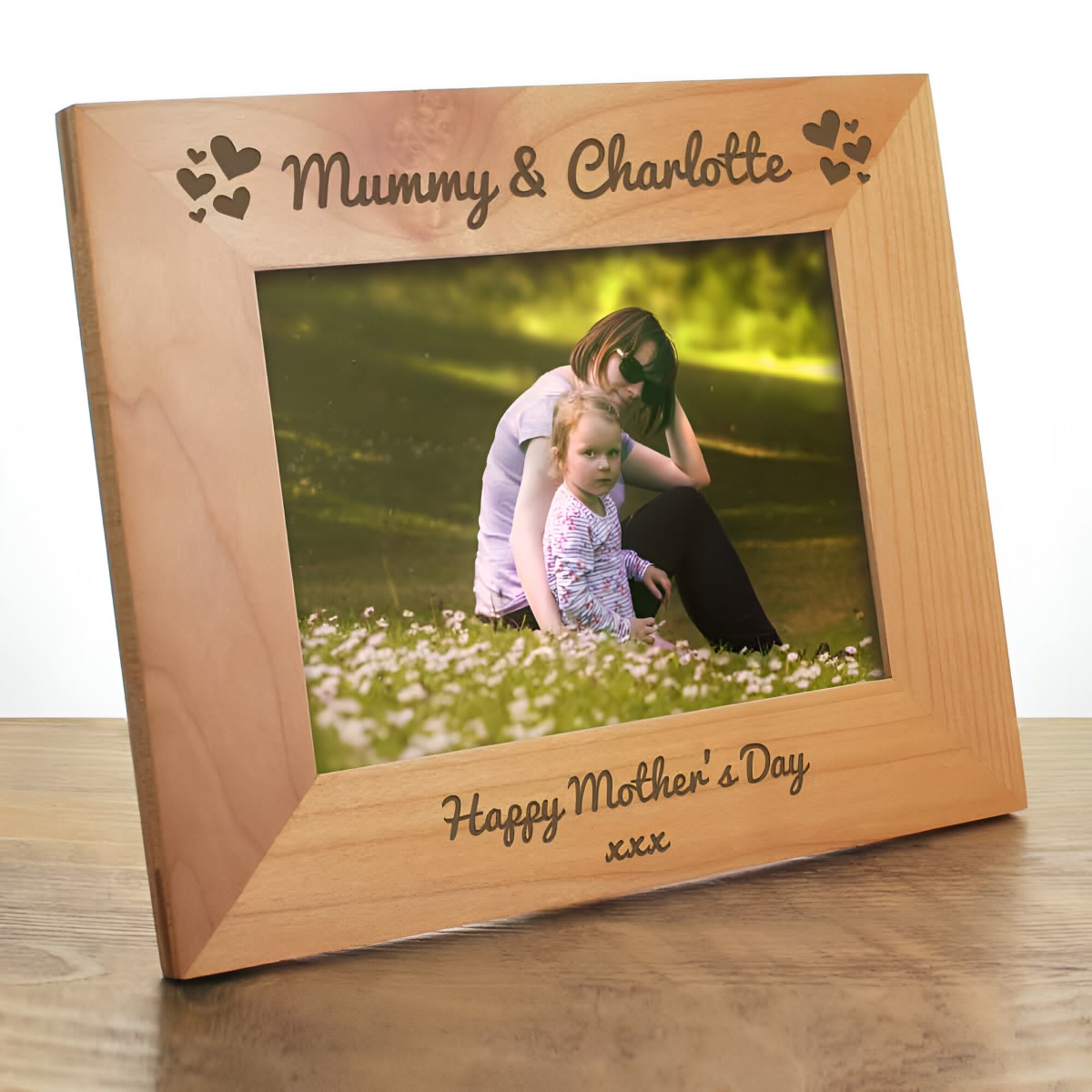 Personalised Love Hearts Wooden Photo Frame - Click Image to Close