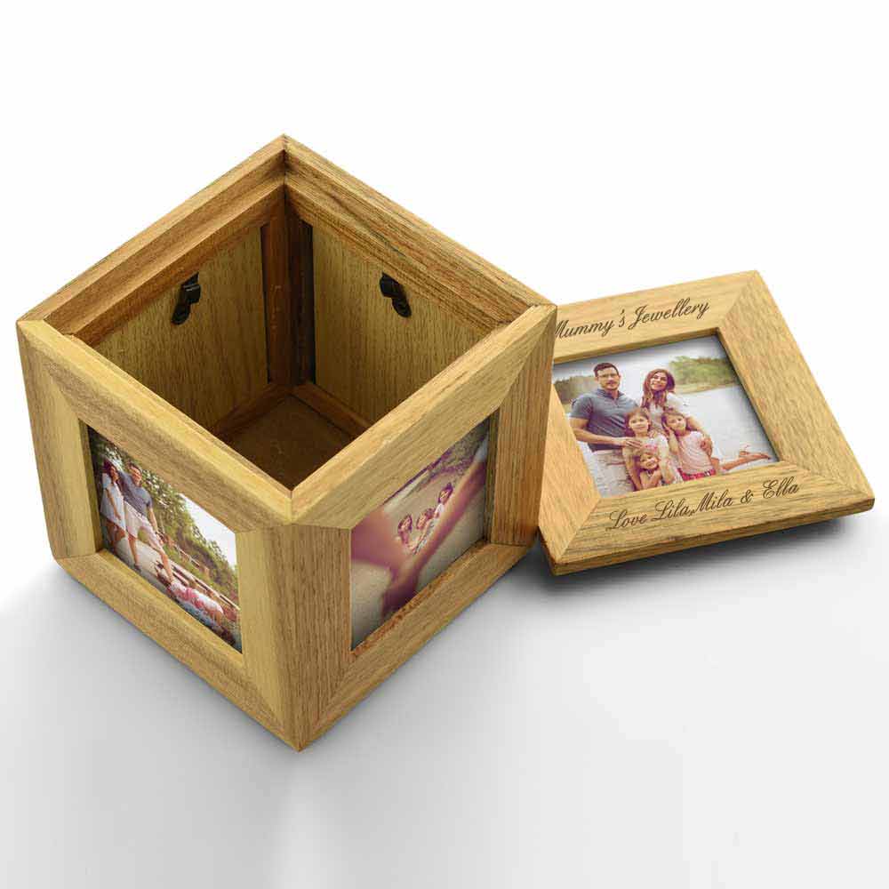 Personalised Oak Keepsake Photo Cube - Click Image to Close