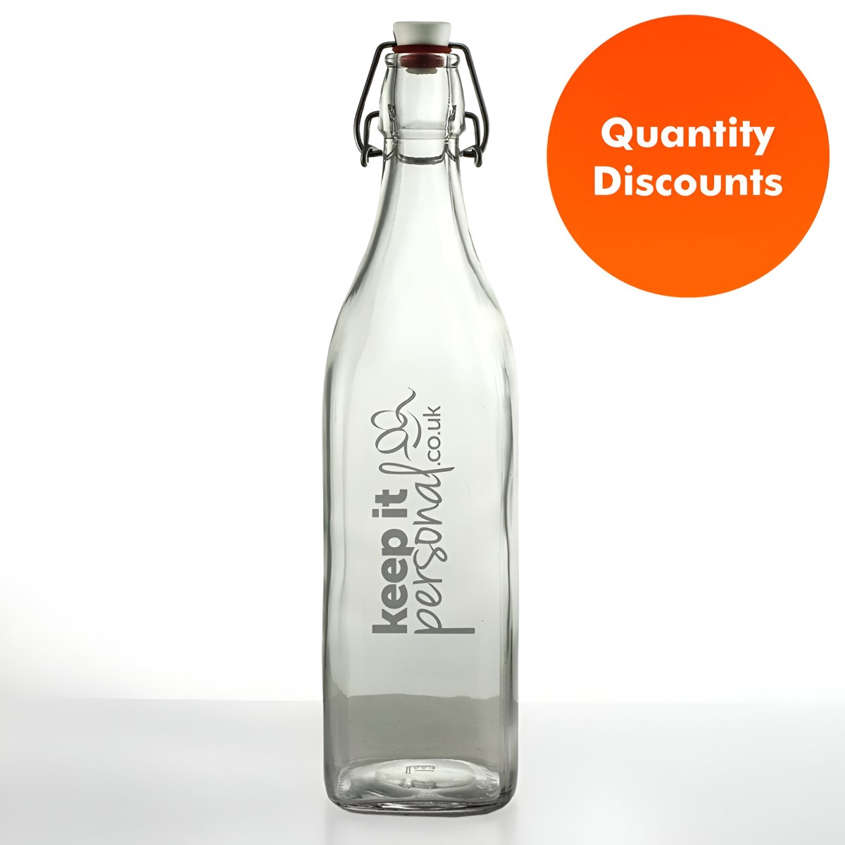 Logo Engraved Personalised Flip Lid Glass Bottle
