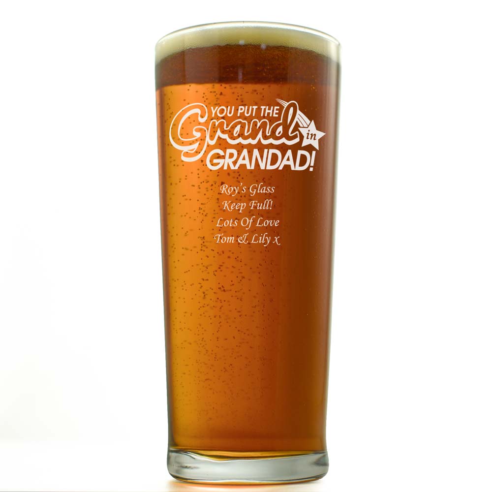 Personalised Grand In Grandad Pint Glass - Click Image to Close
