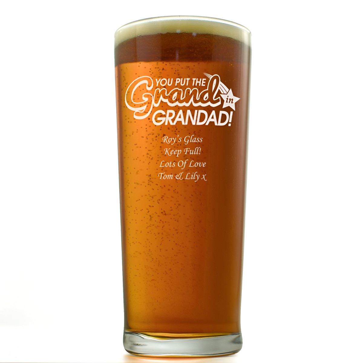 Personalised Grand In Grandad Pint Glass - Click Image to Close