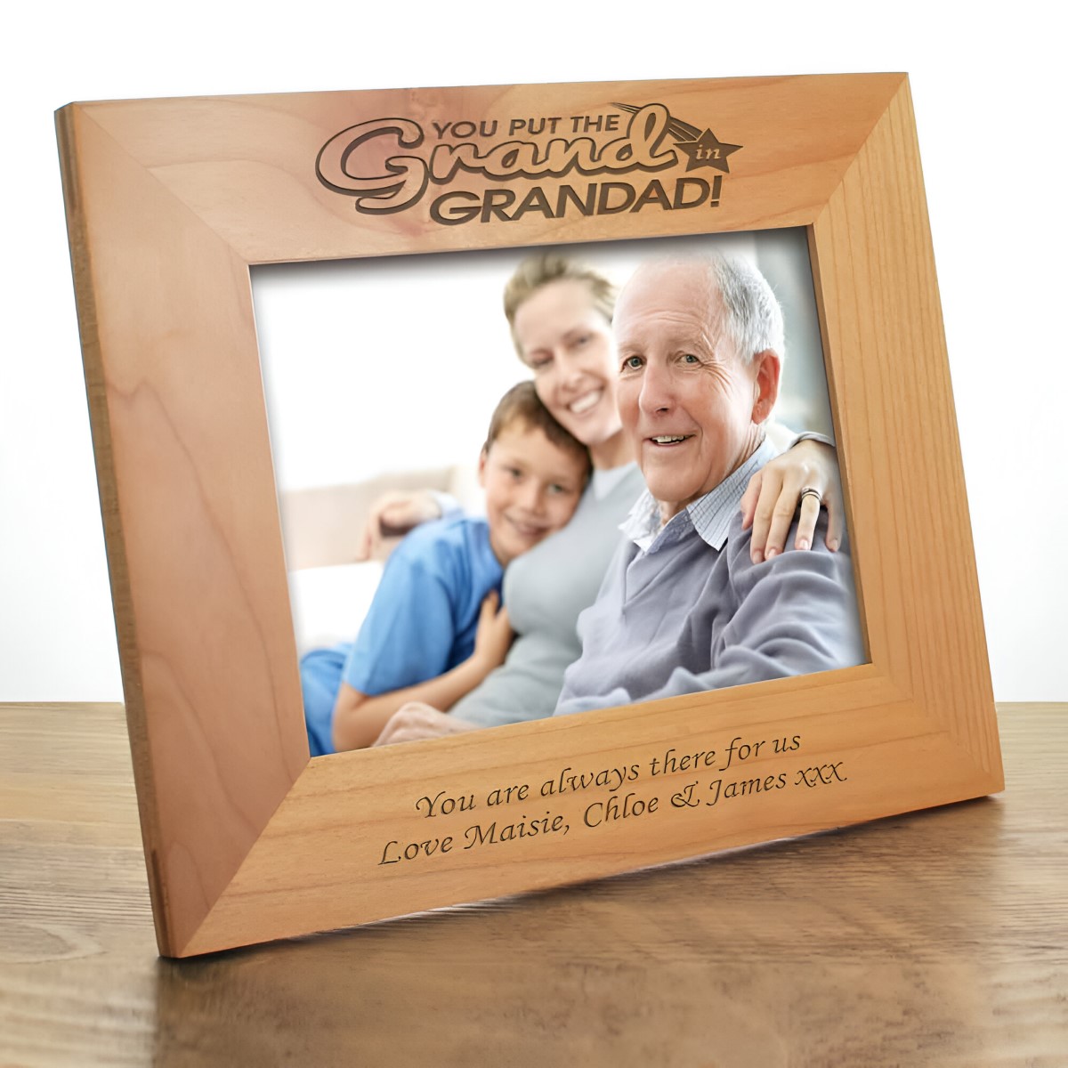 Personalised Grand In Grandad Wooden Photo Frame - Click Image to Close