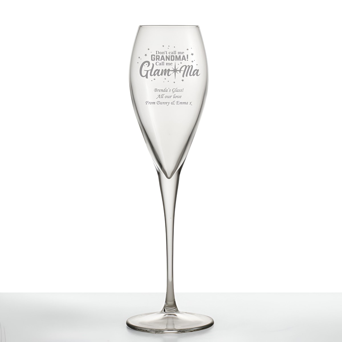 Personalised Glam-Ma Glass Flute - Click Image to Close