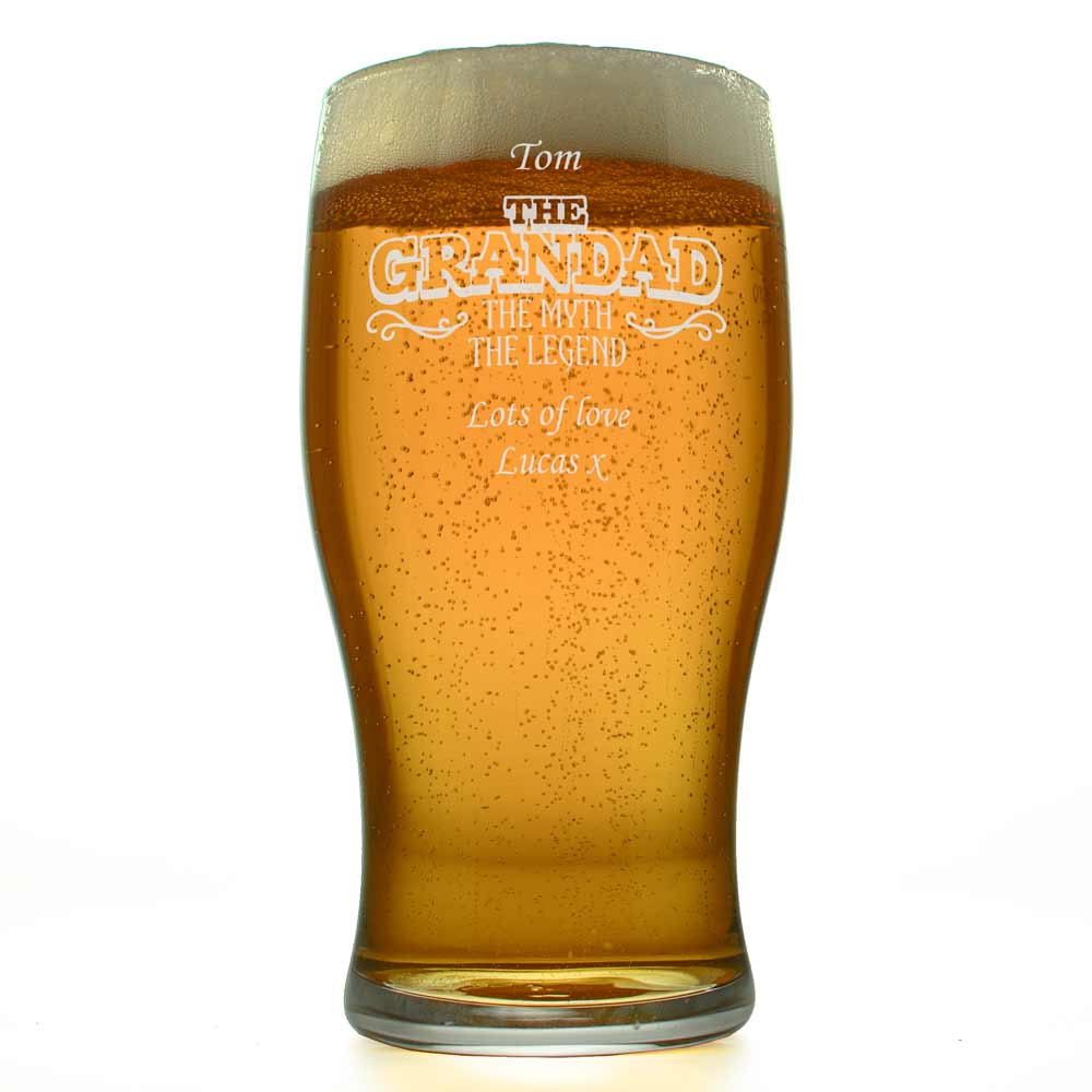 Personalised Pint Glass - The Grandad, The Myth, The Legend - Click Image to Close