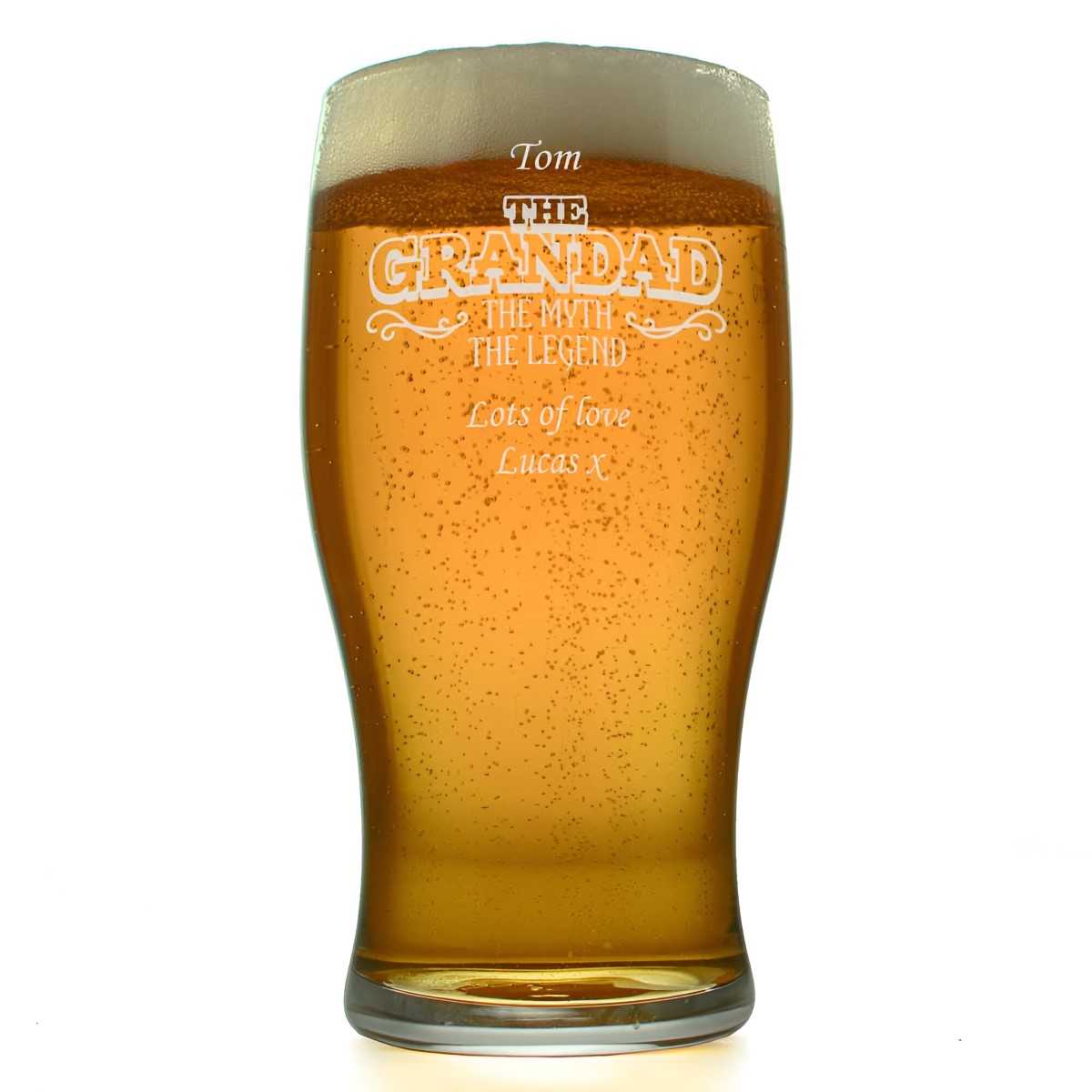 Personalised Pint Glass - The Grandad, The Myth, The Legend - Click Image to Close