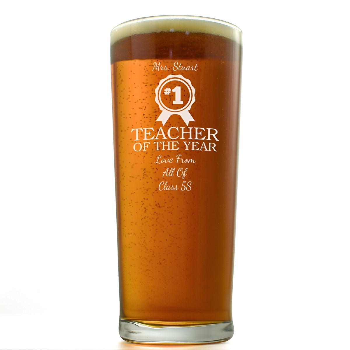 Personalised Teacher Of The Year Pint Glass - Click Image to Close