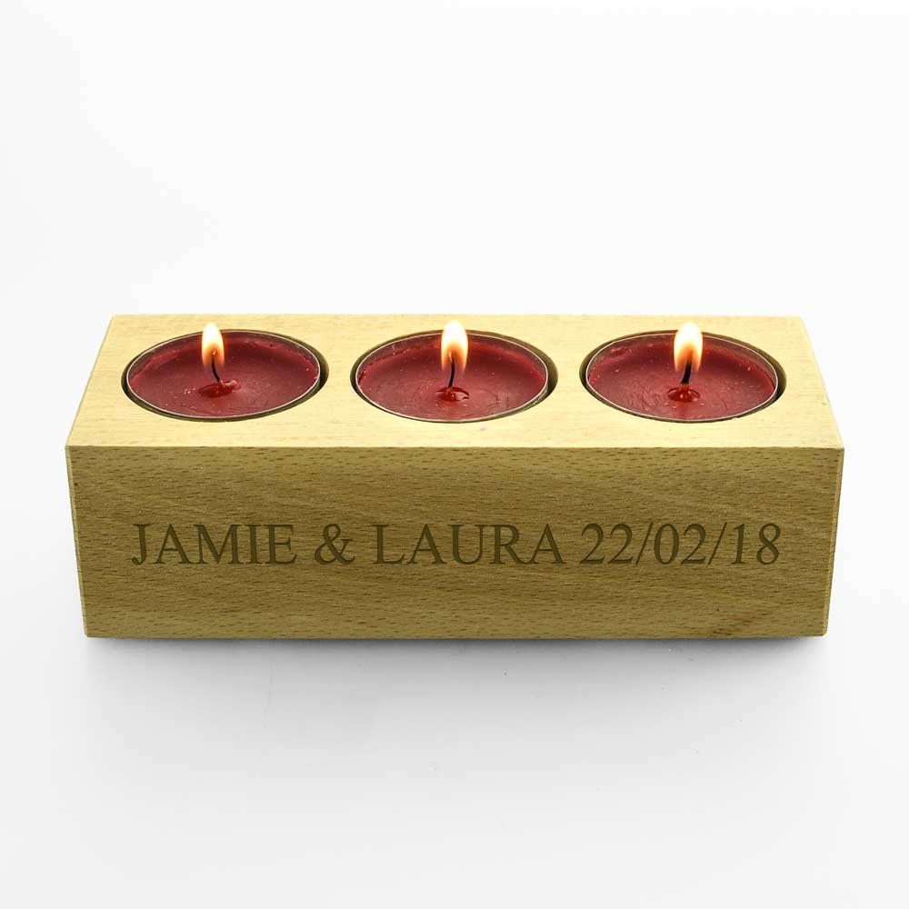 Personalised Wooden Tealight Holder - Click Image to Close