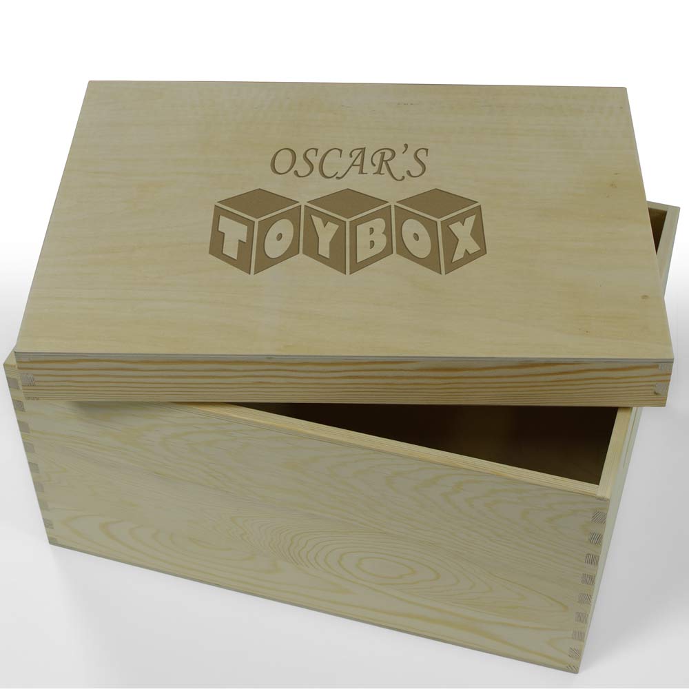 Personalised Wooden Toy Box With Lift Off Lid - Click Image to Close