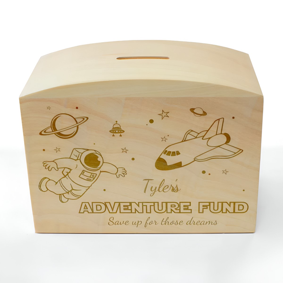 Personalised Space Adventure Fund Wooden Money Box Personalised Space Adventure Fund Wooden Money Box