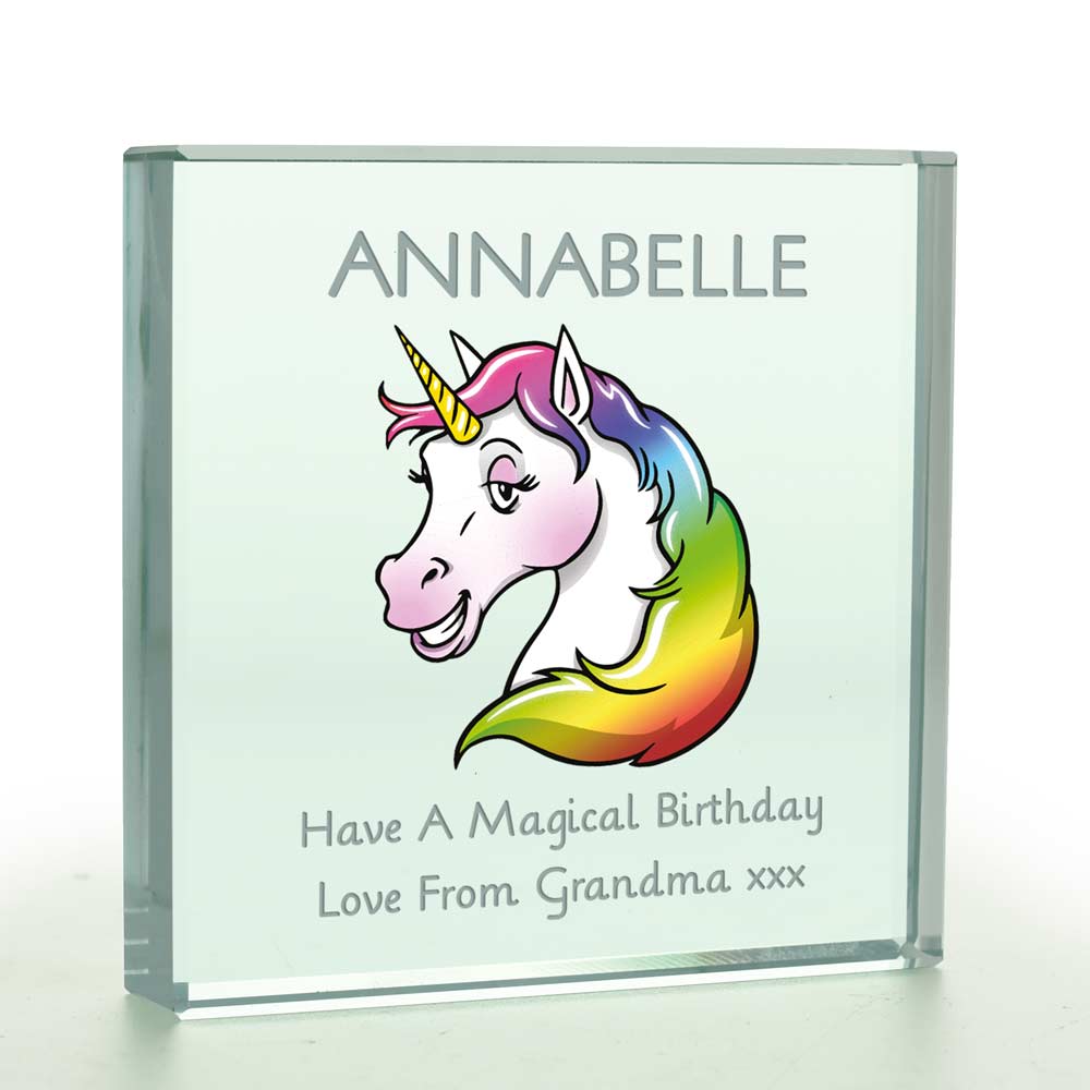 Personalised Unicorn Glass Token - Click Image to Close