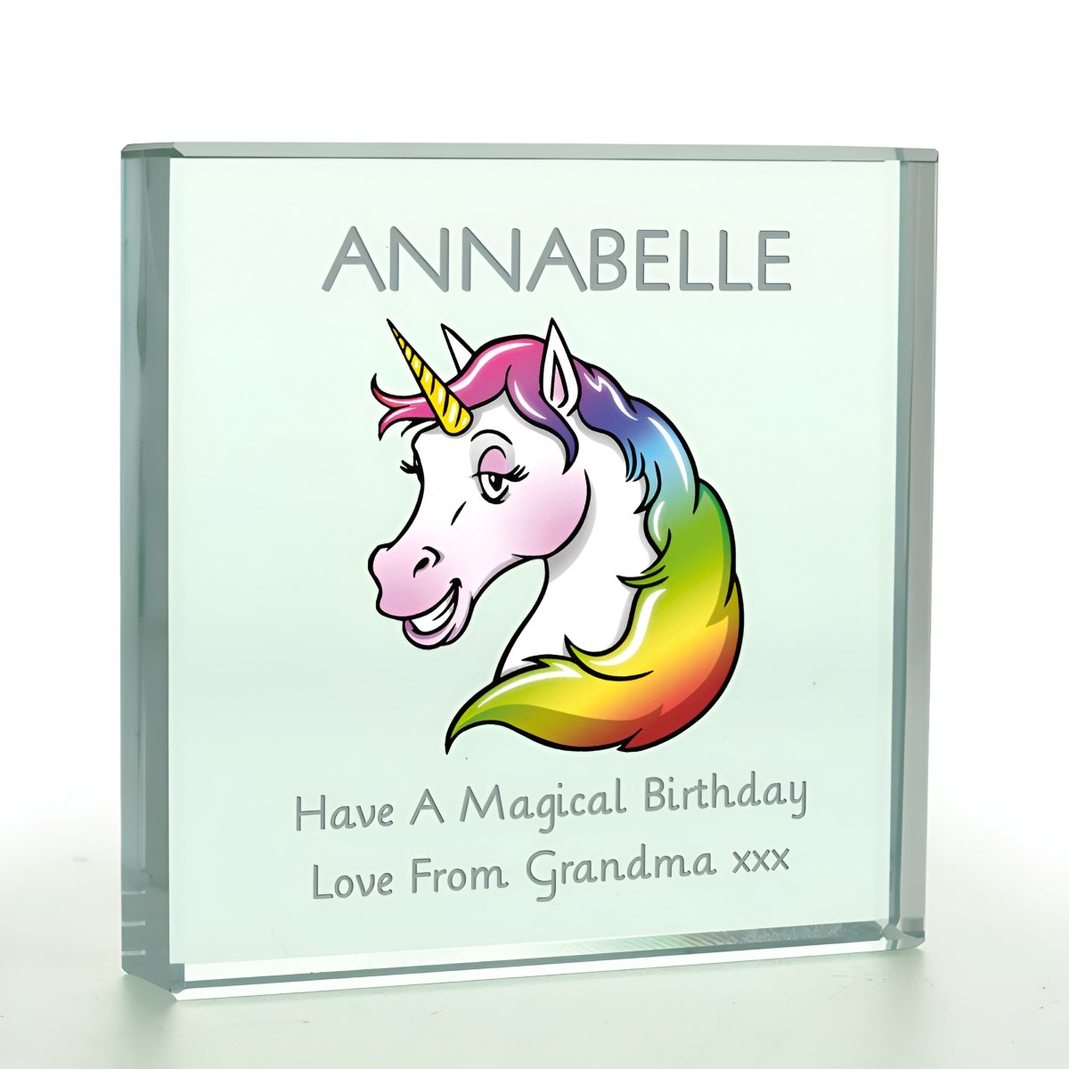 Personalised Unicorn Glass Token - Click Image to Close