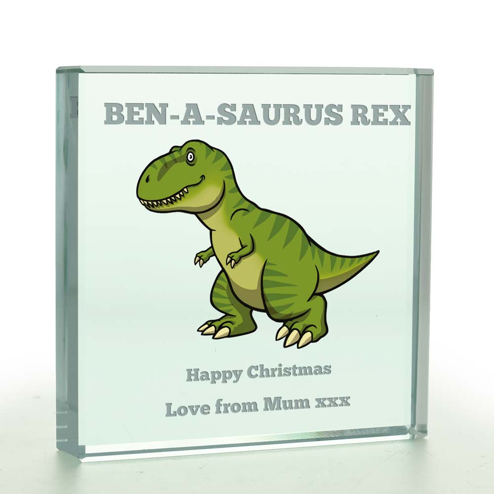 Personalised Dinosaur Glass Token - Click Image to Close