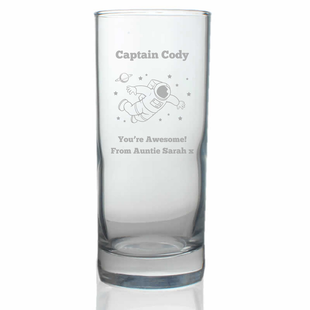 Personalised Spaceman Hiball Glass - Click Image to Close