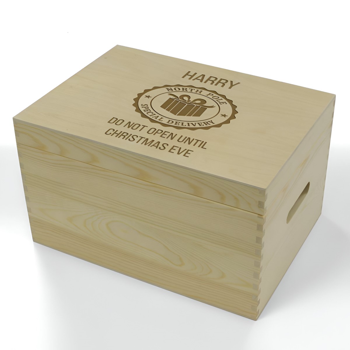 Wooden gift christmas box decor stripe skinny tall painted pattern Personalised Wooden Christmas Eve Box