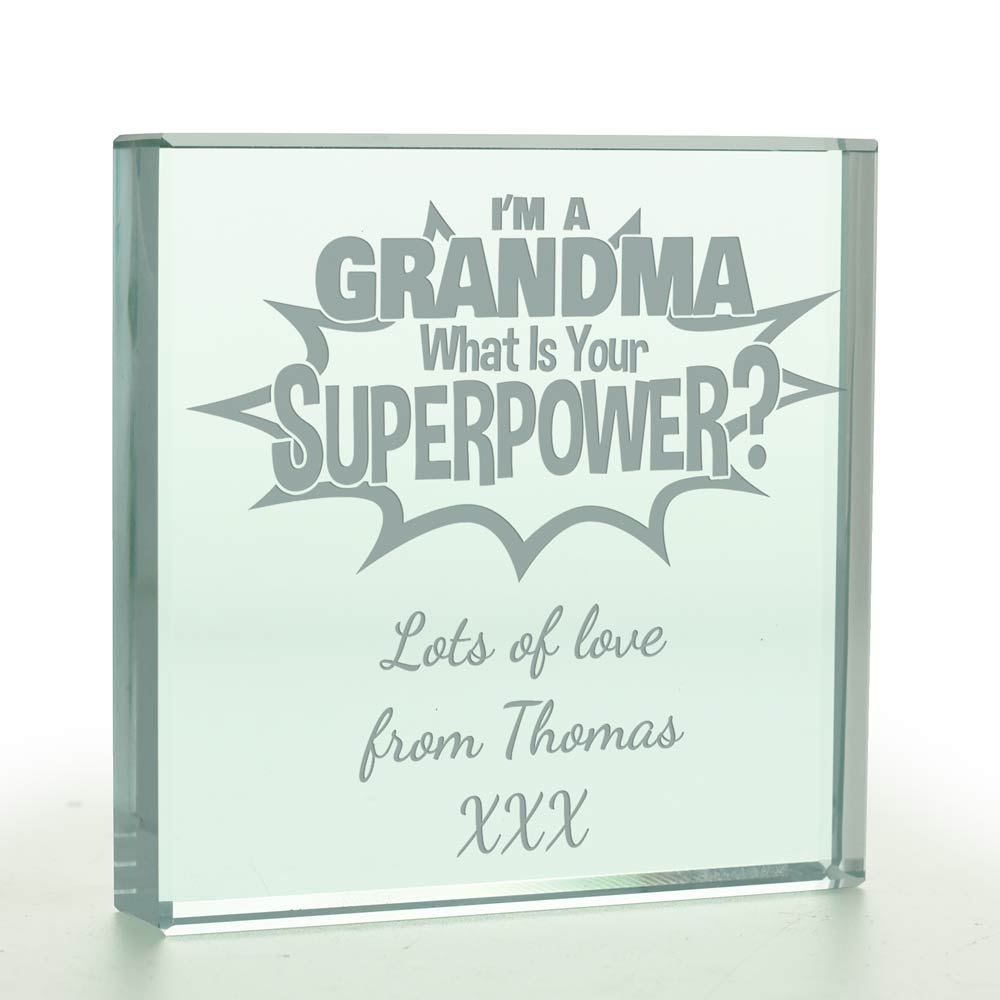 Personalised Superpower Grandma Glass Token - Click Image to Close