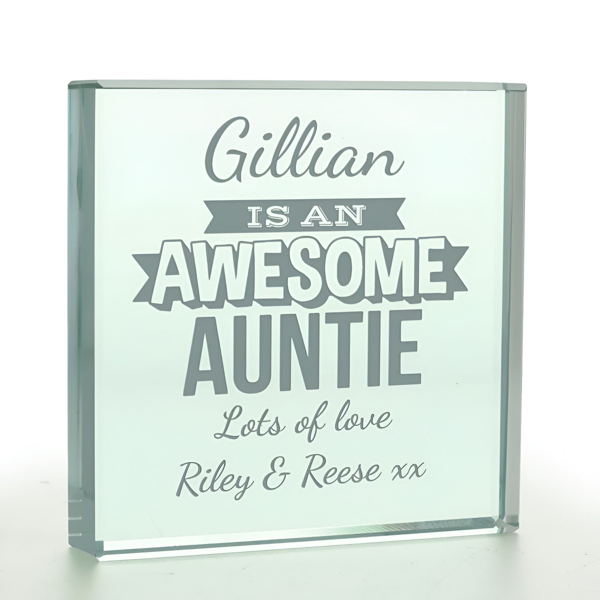 Personalised Awesome Auntie Glass Token - Click Image to Close