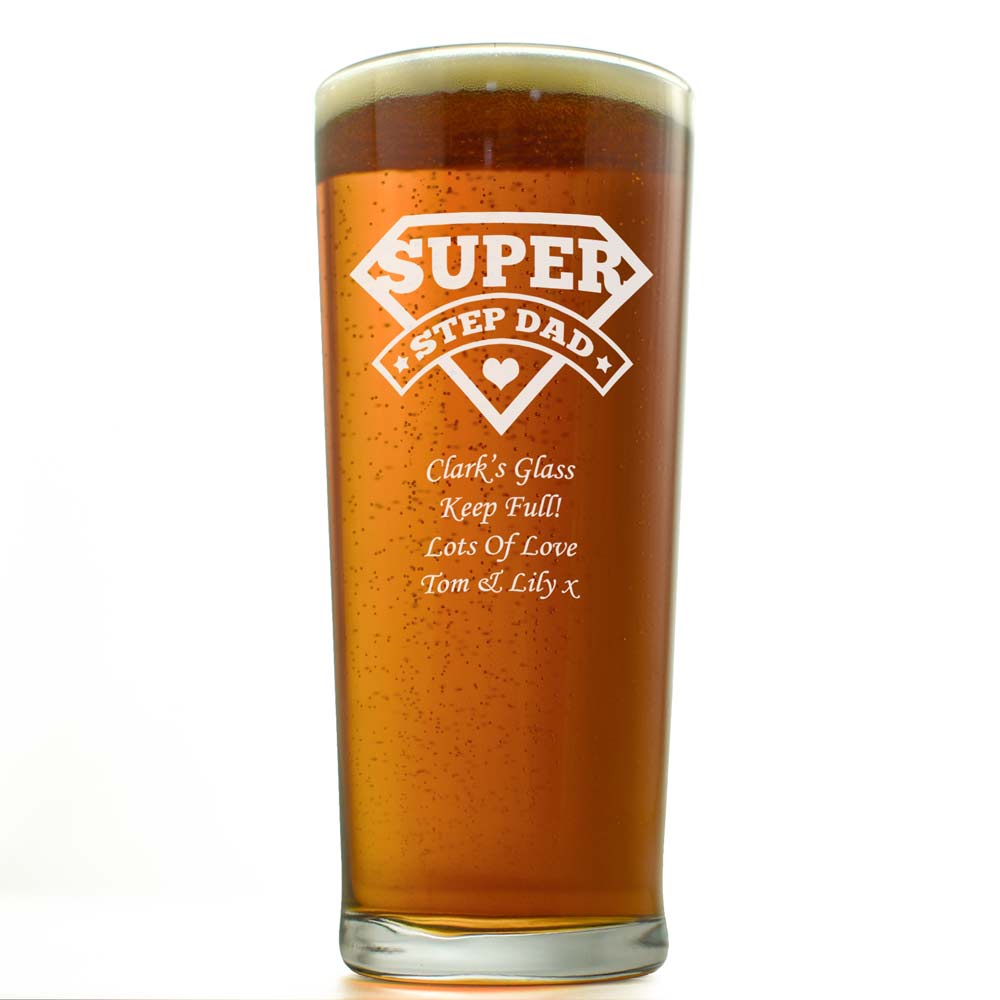 Personalised Super Step Dad Straight Pint Glass - Click Image to Close