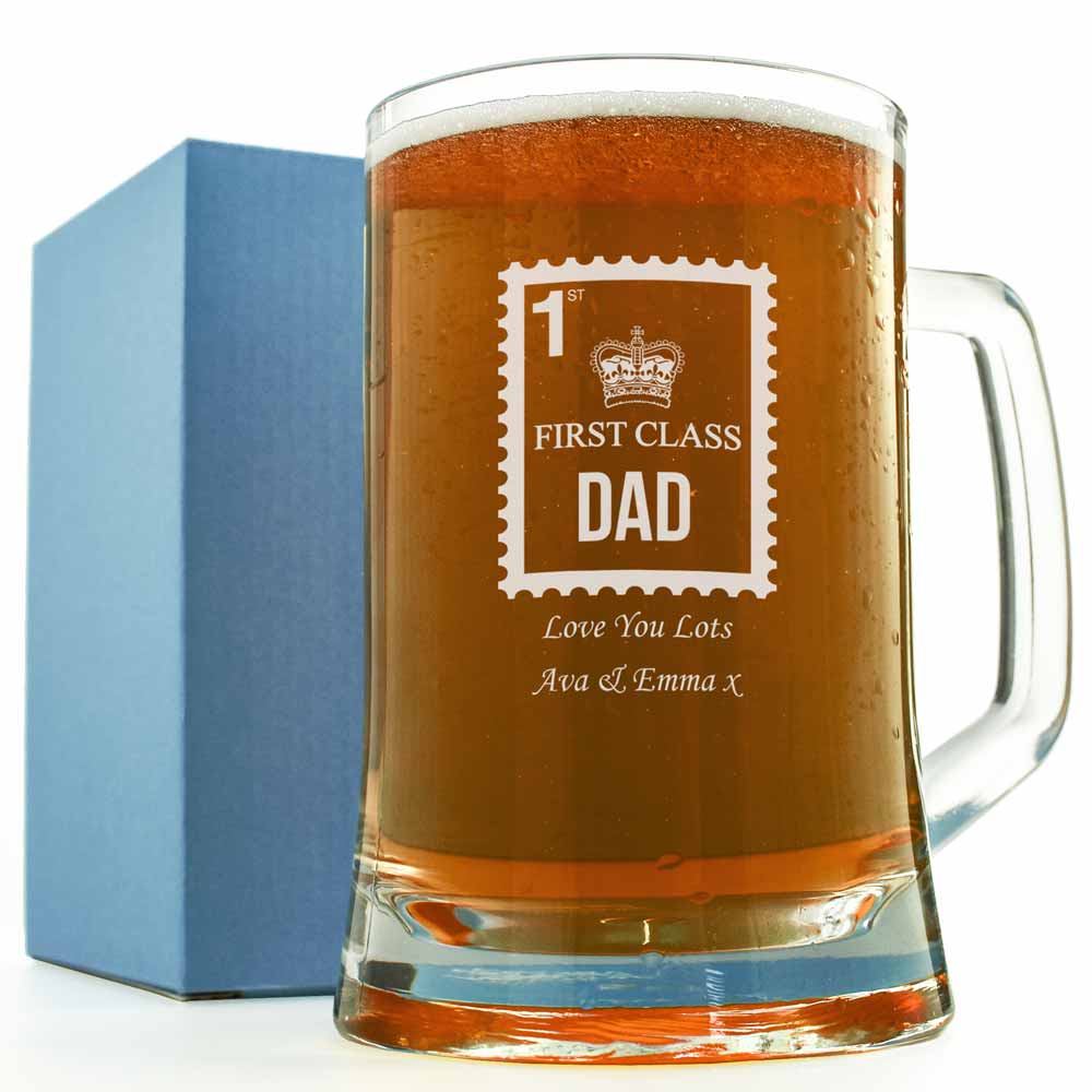 Personalised First Class Dad Beer Tankard - Click Image to Close