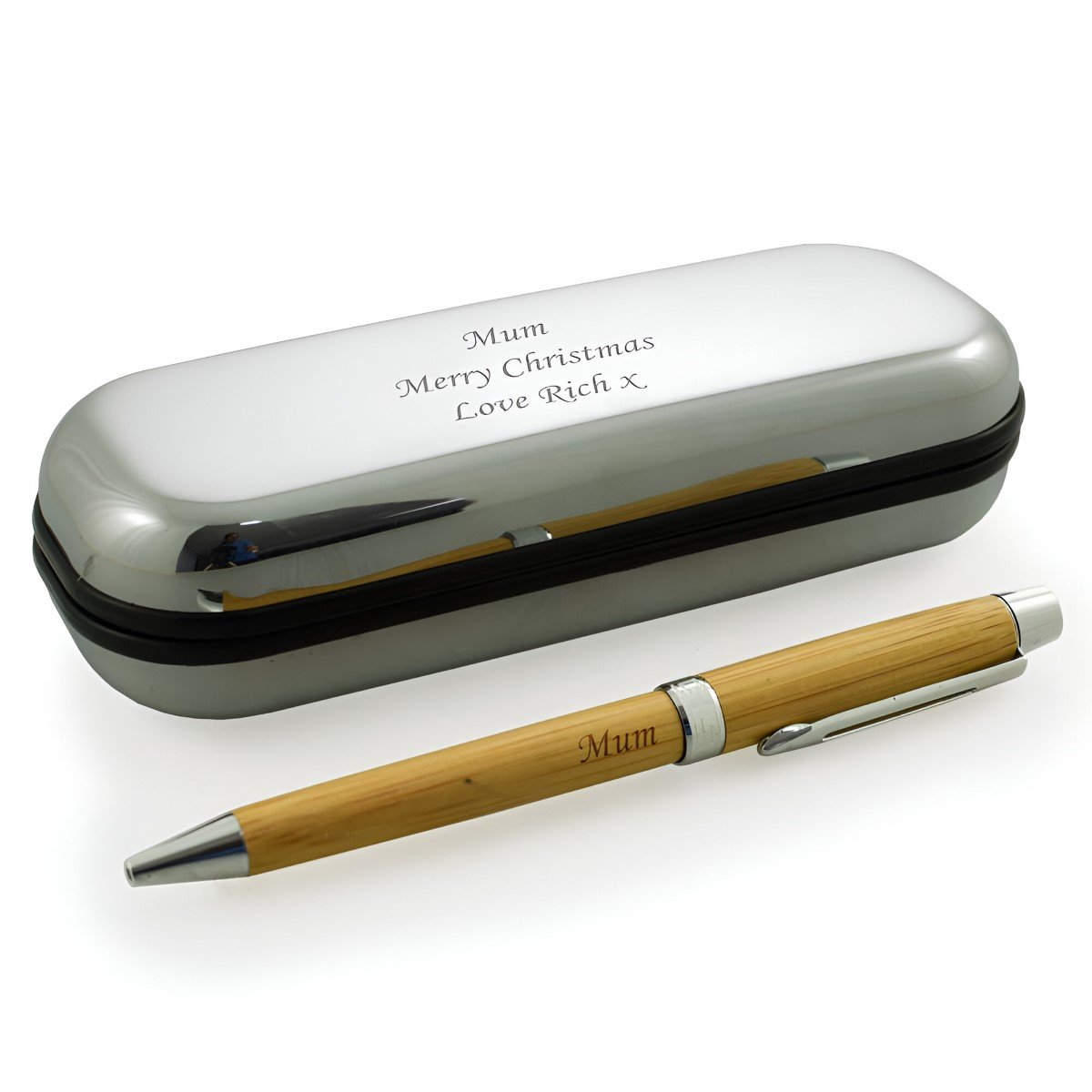 Personalised Wooden Pen Gift Set With Luxury Bag