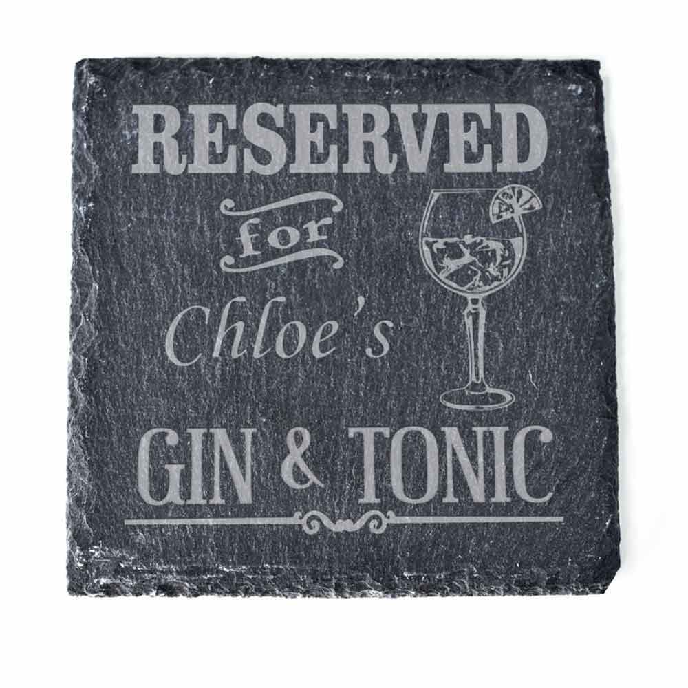 Personalised Gin & Tonic Slate Coaster - Click Image to Close