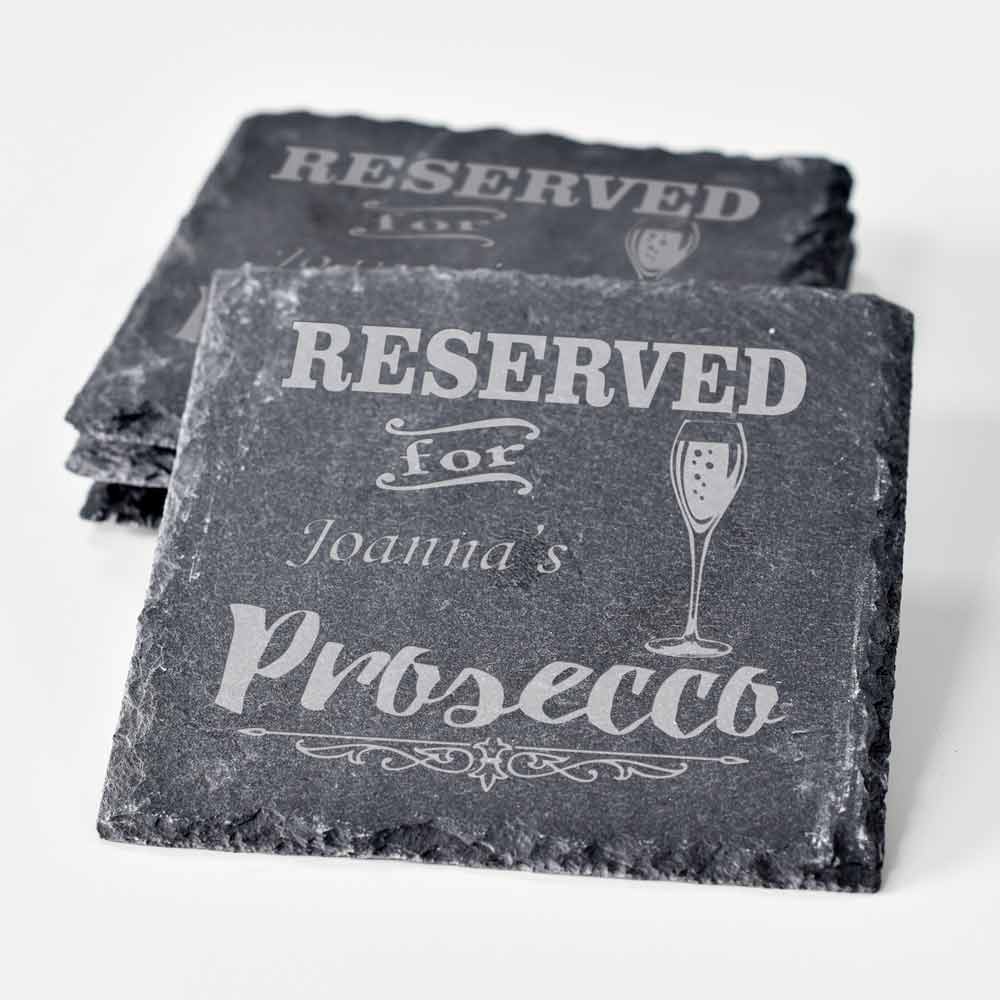 Personalised Prosecco Slate Coaster Set - Click Image to Close