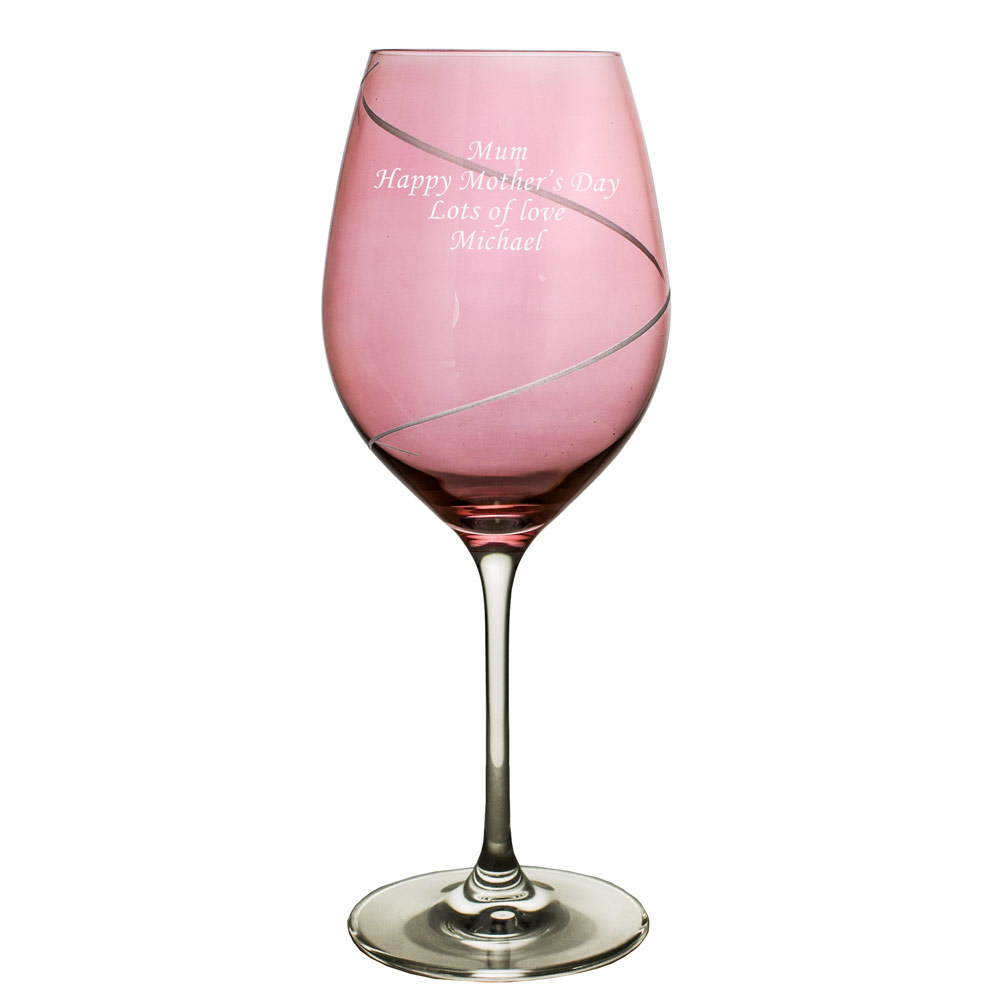 Personalised Pink Wine Glass Swirl Cut Design - Click Image to Close