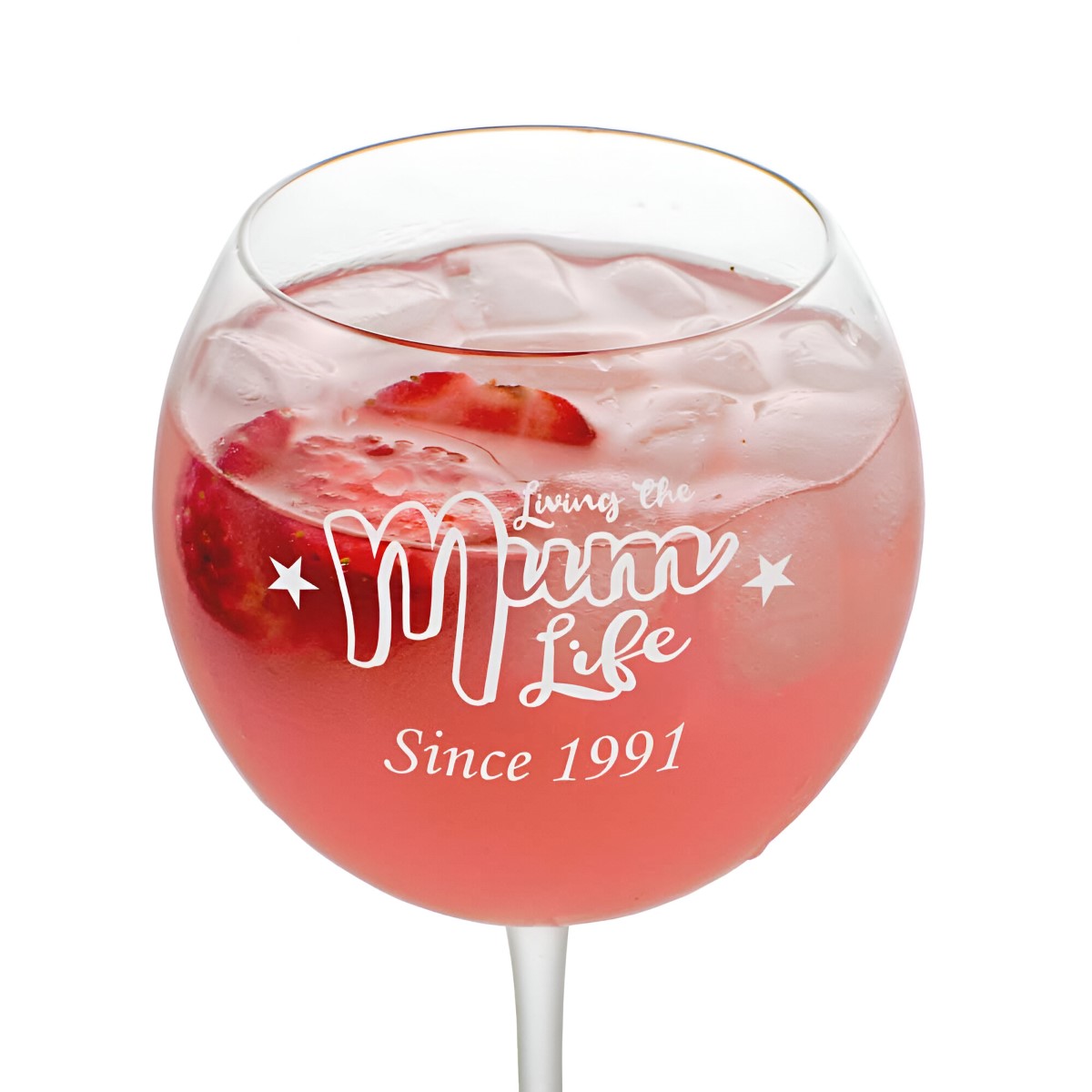 Personalised Gin Balloon Glass - Living The Mum Life - Click Image to Close