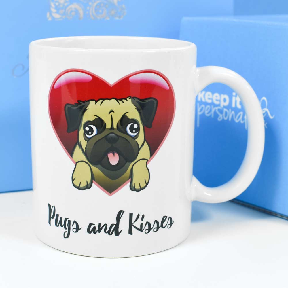 Personalised Mug - Pug Love Heart - Click Image to Close