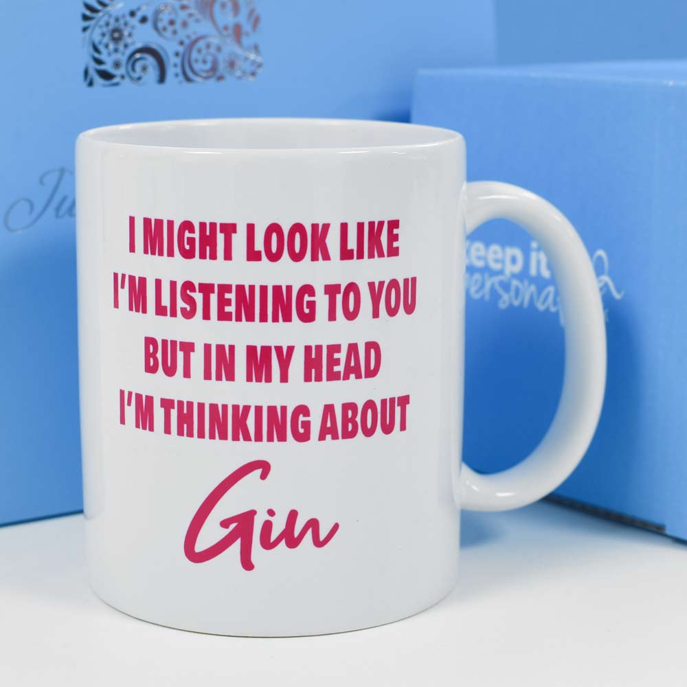 Personalised I'm Thinking About Mug - Pink - Click Image to Close