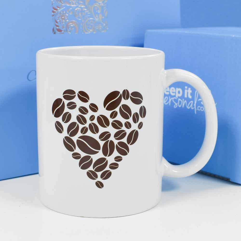 Personalised Mug - Coffee Bean Heart - Click Image to Close