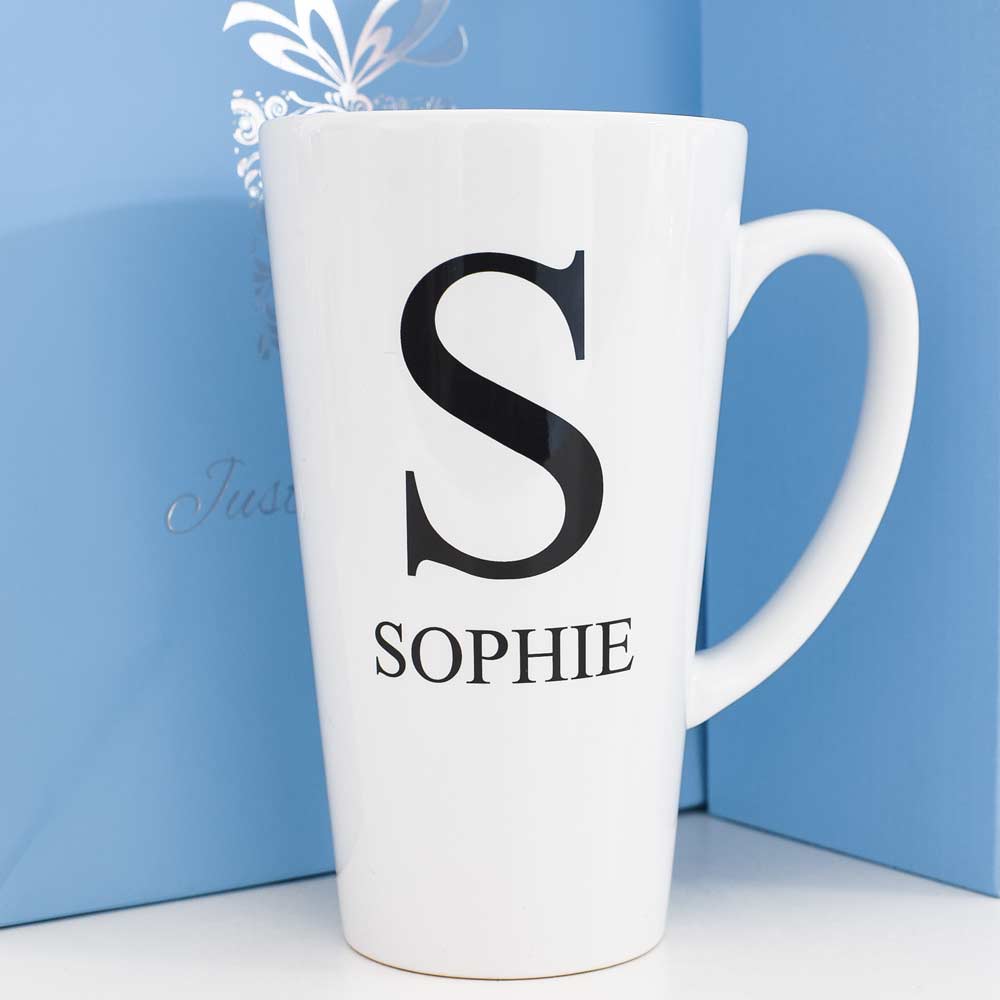 Personalised Latte Mug - Name & Initial - Click Image to Close