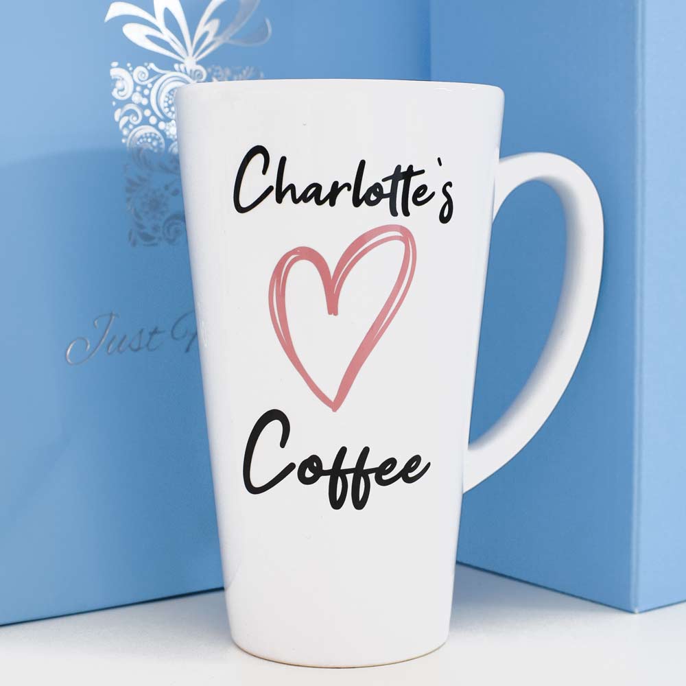 Personalised Latte Mug - Love Heart - Click Image to Close