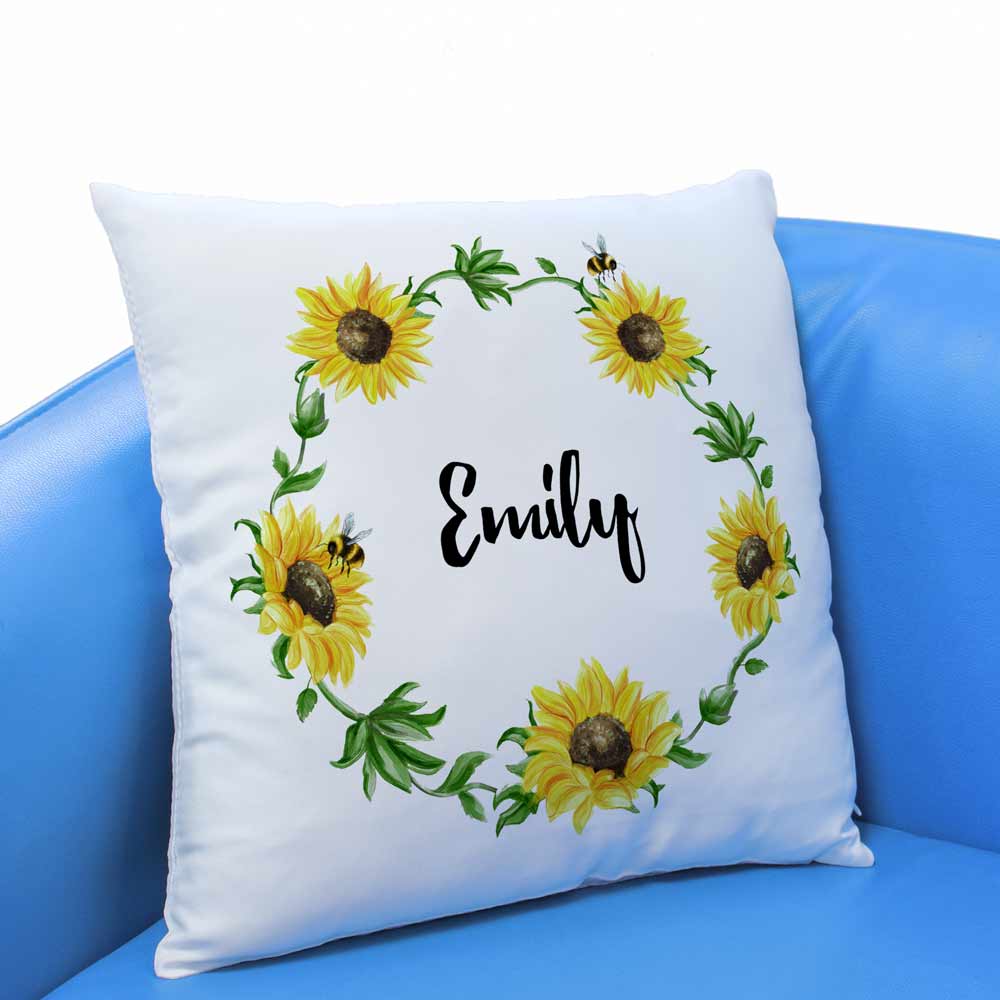 Personalised Cushion - Sunflowers - Click Image to Close