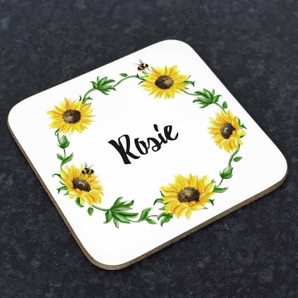 Personalised Coaster - Sunflowers - Click Image to Close