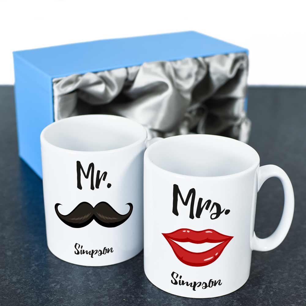 Personalised Mr & Mrs Mug Set - Click Image to Close