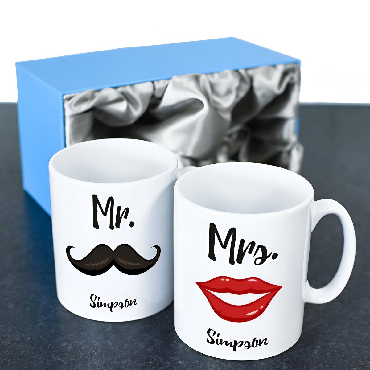Personalised Mr Mrs Mug Set